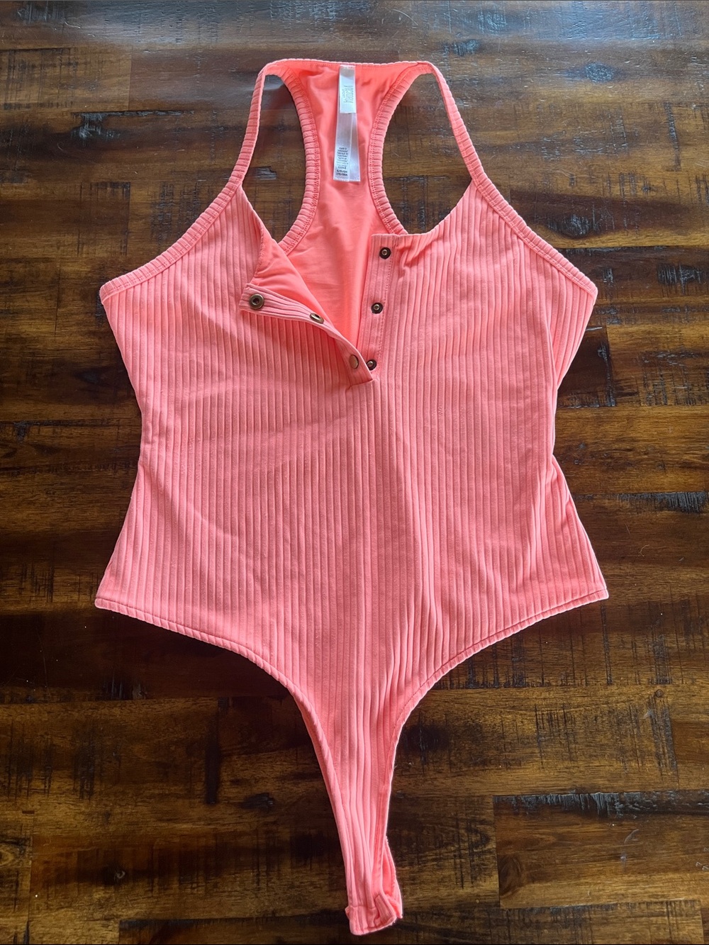 Victoria's Secret Coral Ribbed Snap-Front Bodysuit